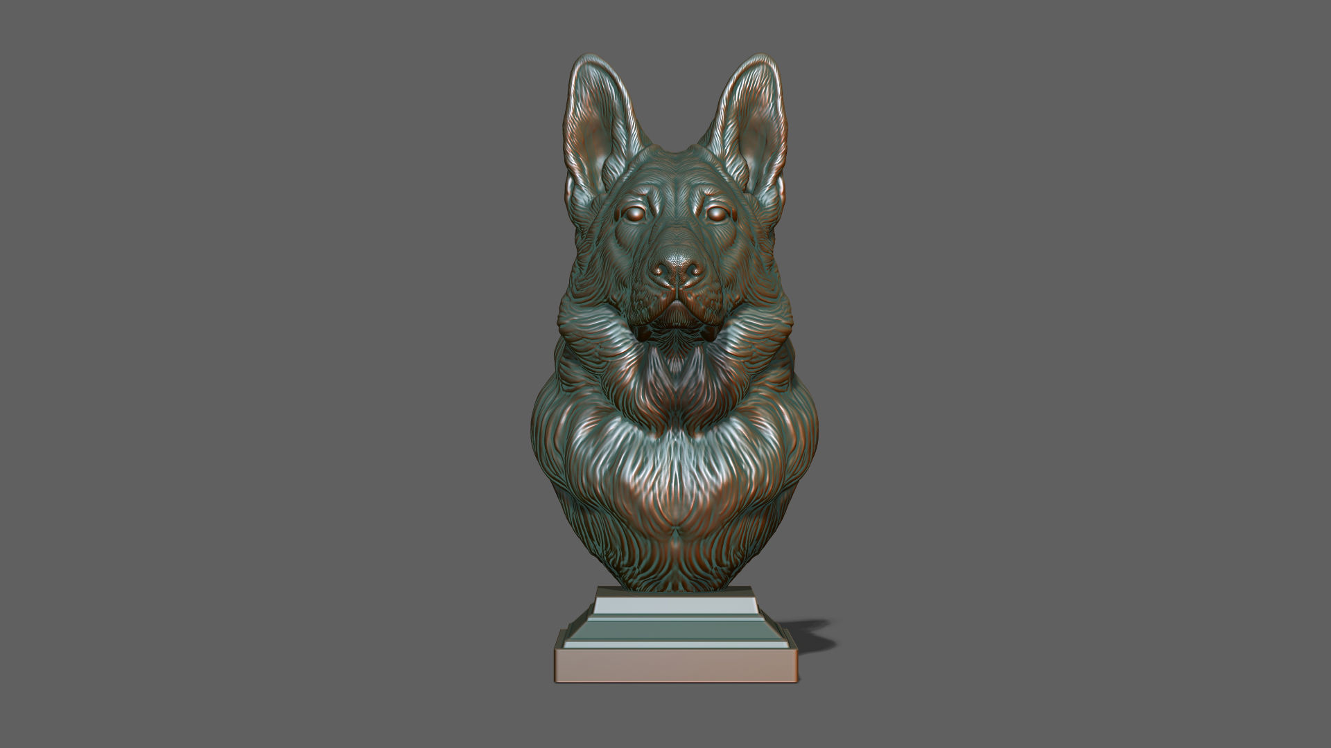 German shepherd bust 3D print model_23