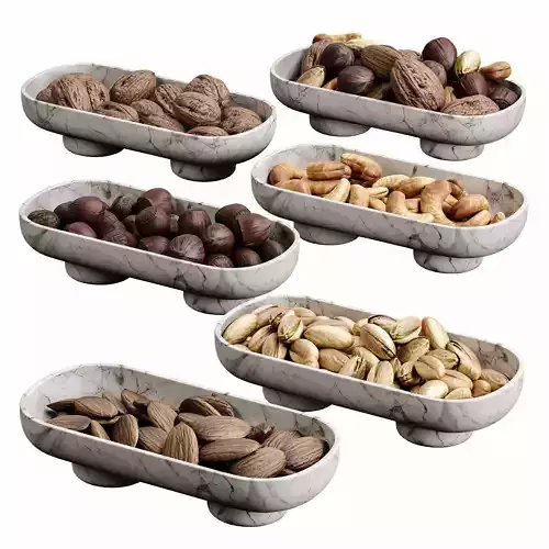 Marble Serving Bowls with Assorted Nuts