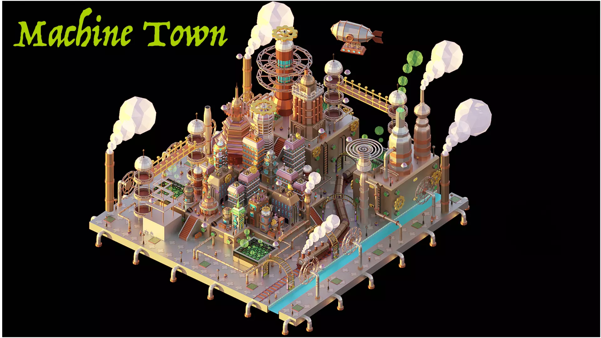 Machine Town Low Poly Low-poly 3D model_0
