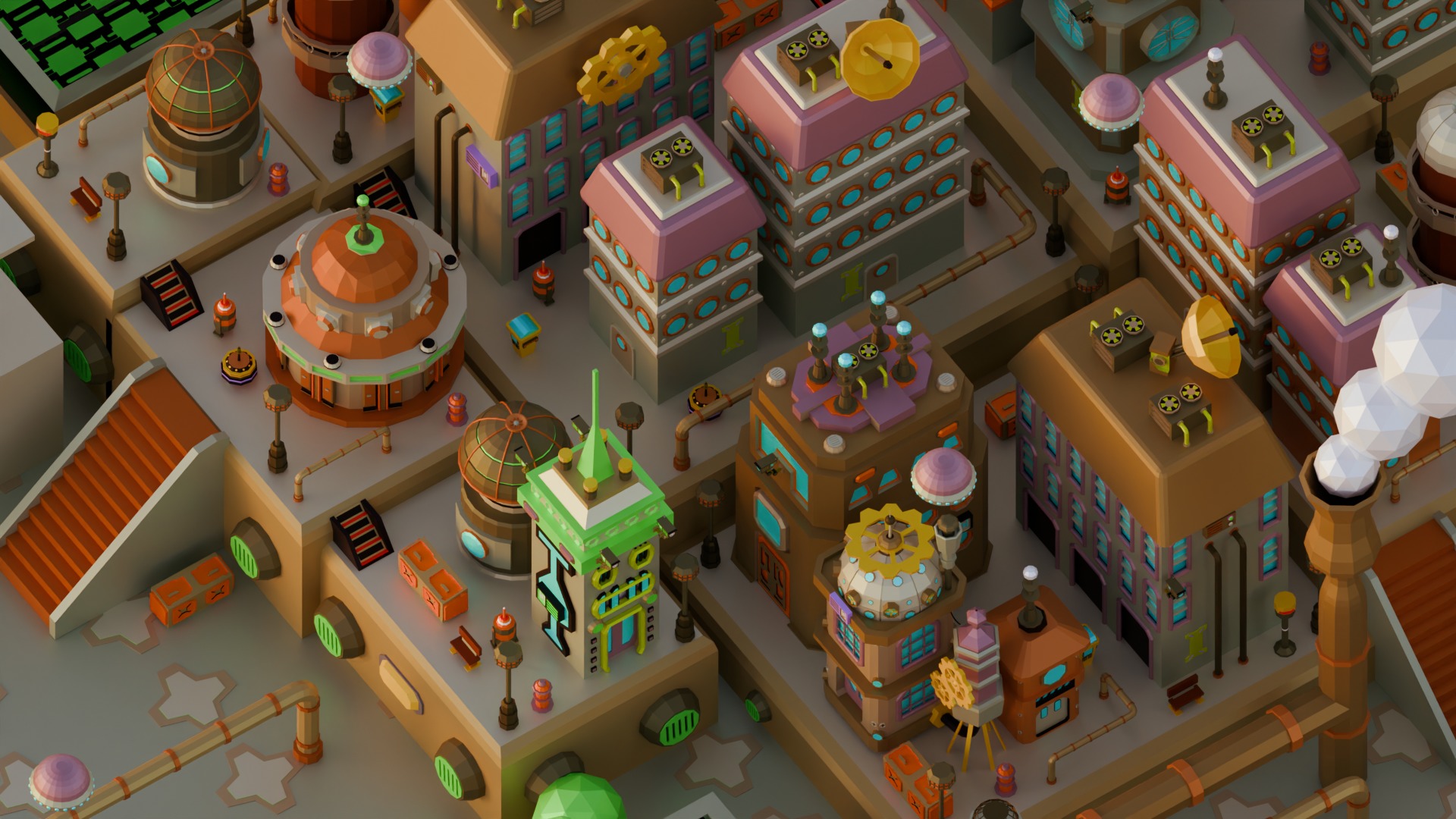 Machine Town Low Poly Low-poly 3D model_10