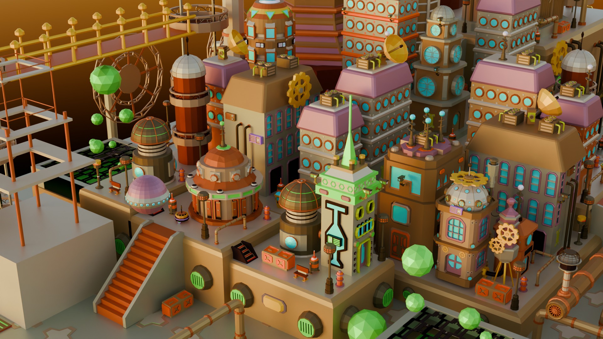 Machine Town Low Poly Low-poly 3D model_3
