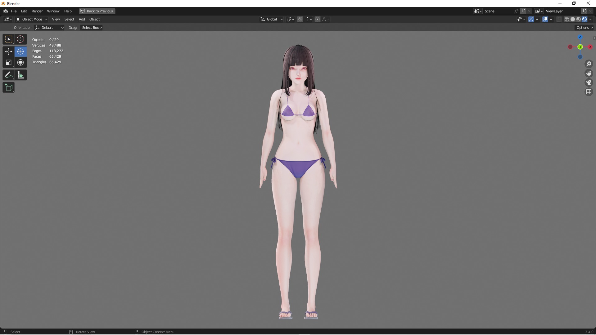 Bikini 0009 - UE5 - Unity - Blender - Animated Low-poly 3D model_7