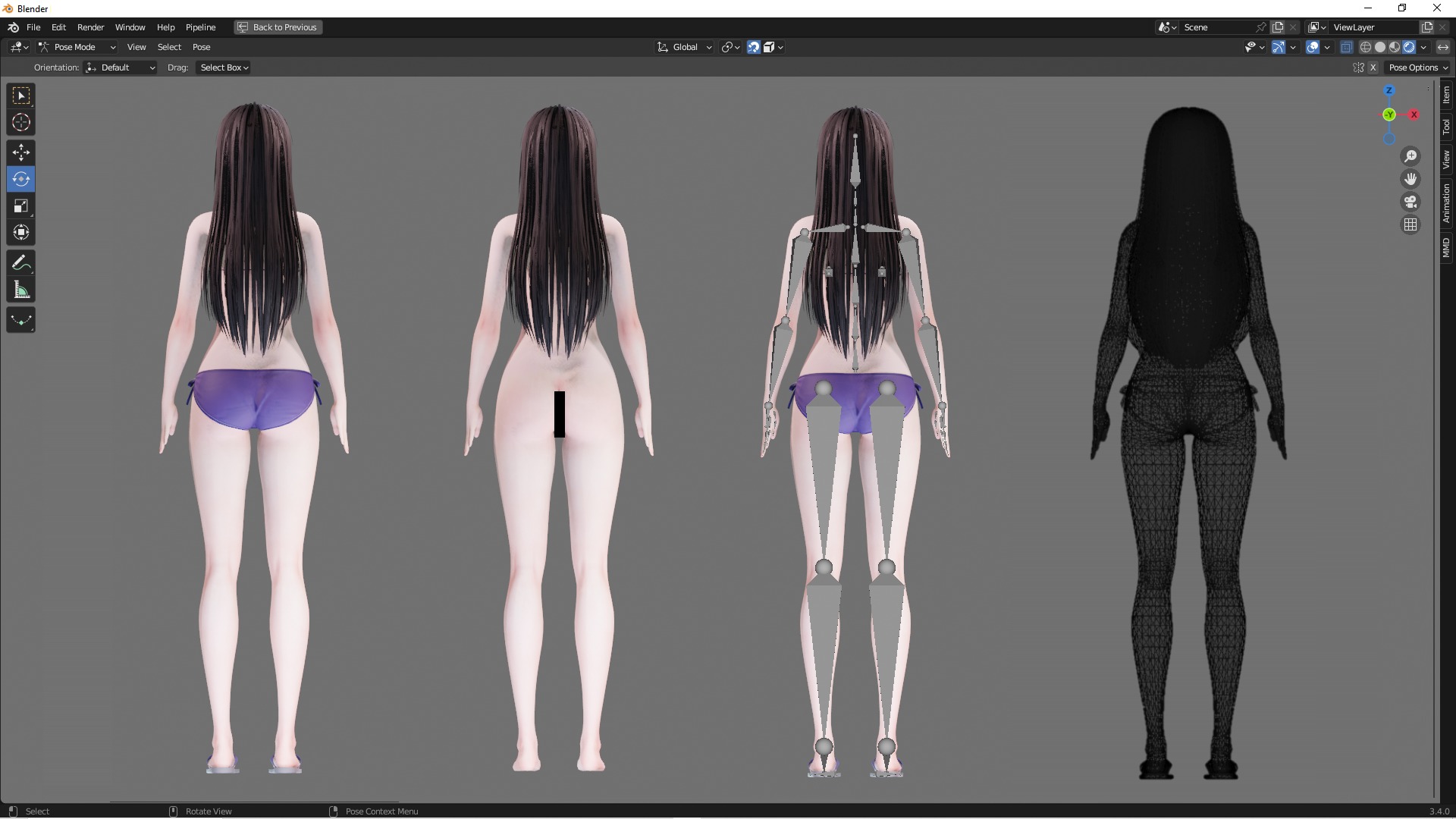 Bikini 0009 - UE5 - Unity - Blender - Animated Low-poly 3D model_4