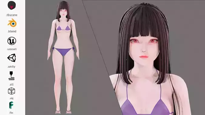  Bikini 0009 - UE5 - Unity - Blender - Animated
