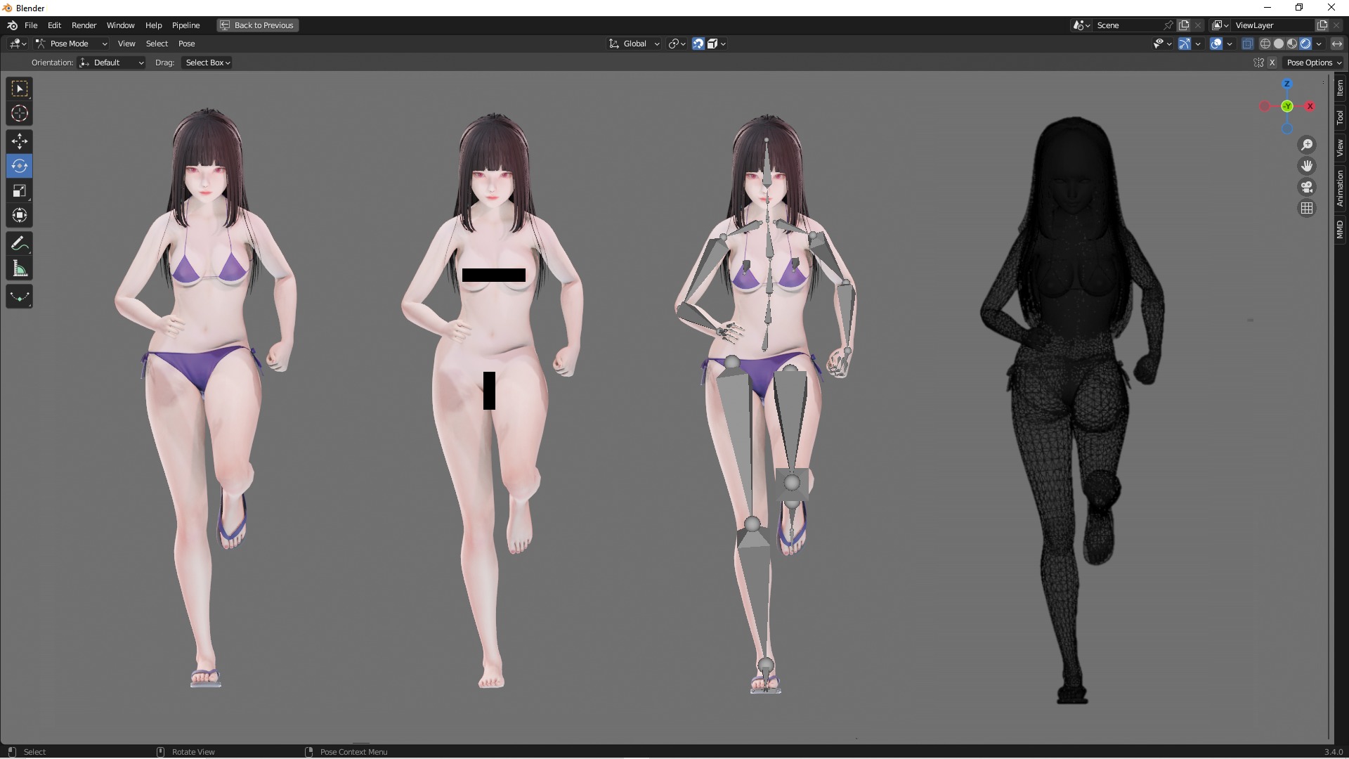 Bikini 0009 - UE5 - Unity - Blender - Animated Low-poly 3D model_5