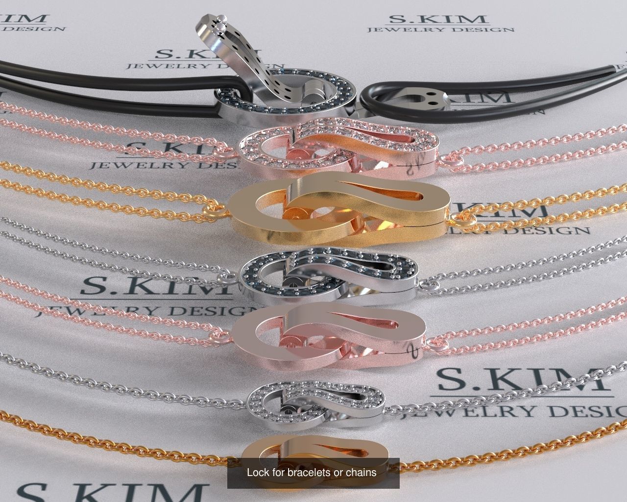 links and locks for bracelets and chains 3D Model Collection_8