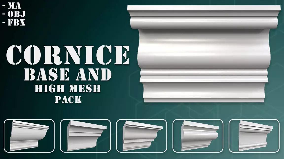 70 Cornice Base and High Mesh Pack 3D model_0
