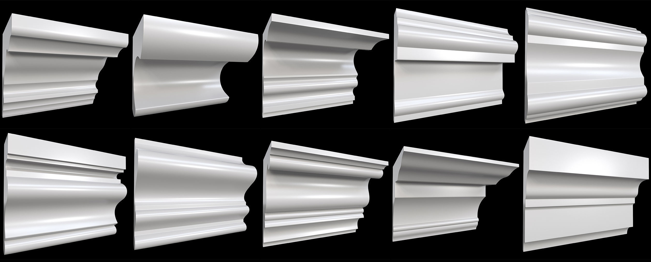 70 Cornice Base and High Mesh Pack 3D model_6