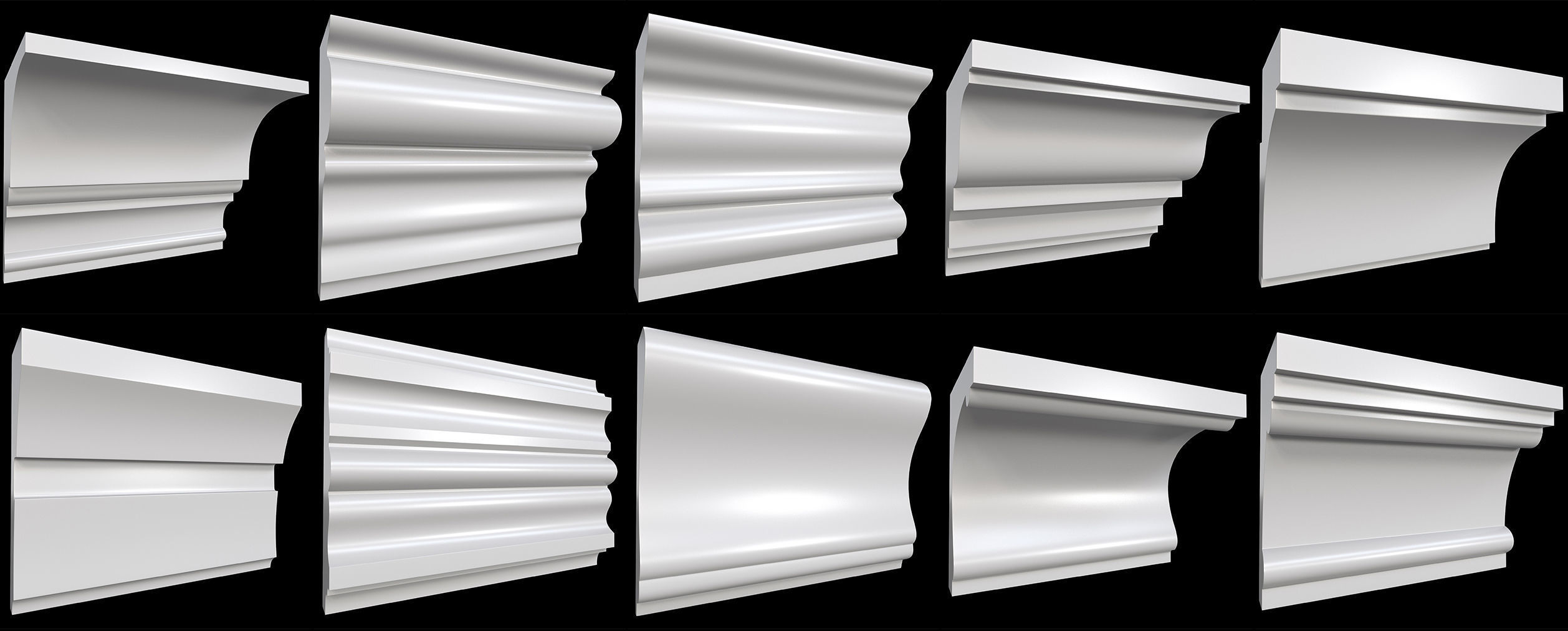70 Cornice Base and High Mesh Pack 3D model_5
