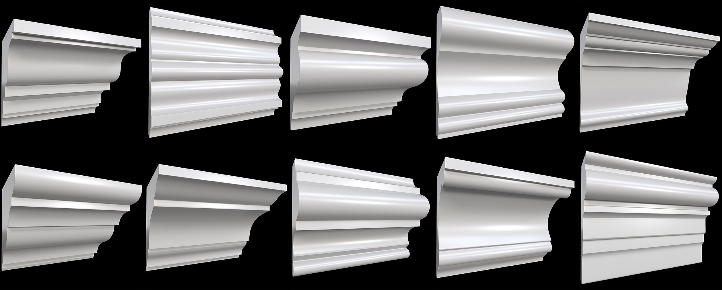70 Cornice Base and High Mesh Pack 3D model_7