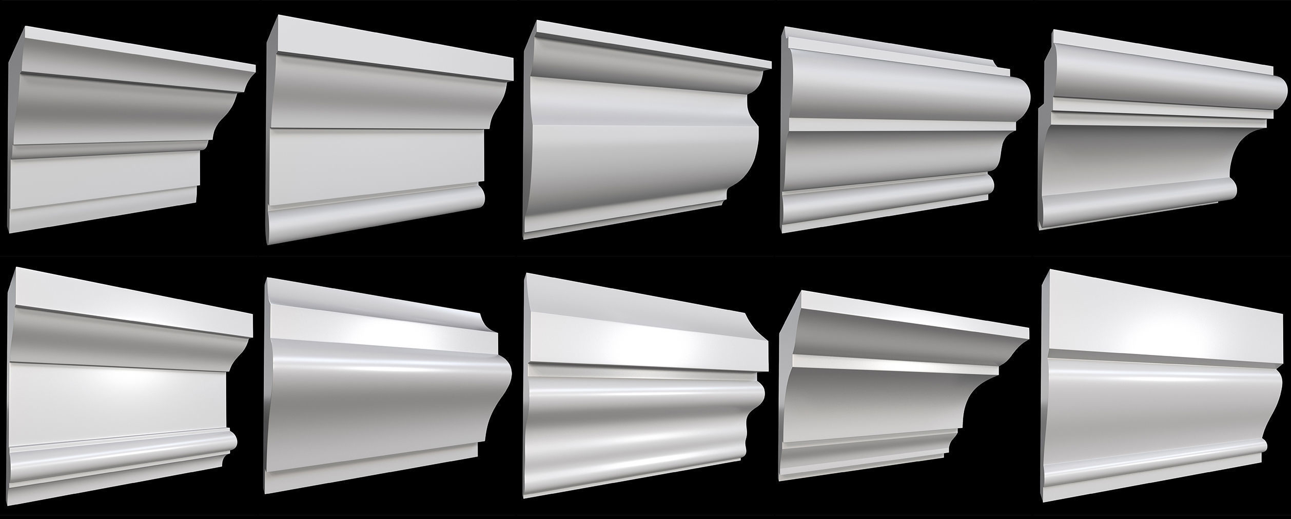 70 Cornice Base and High Mesh Pack 3D model_4