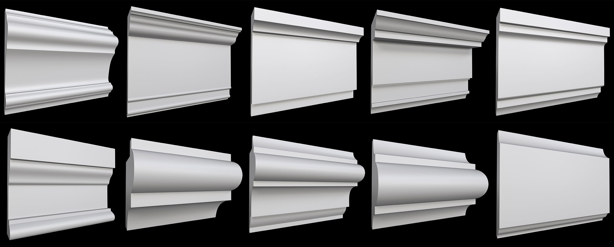 70 Cornice Base and High Mesh Pack 3D model_1