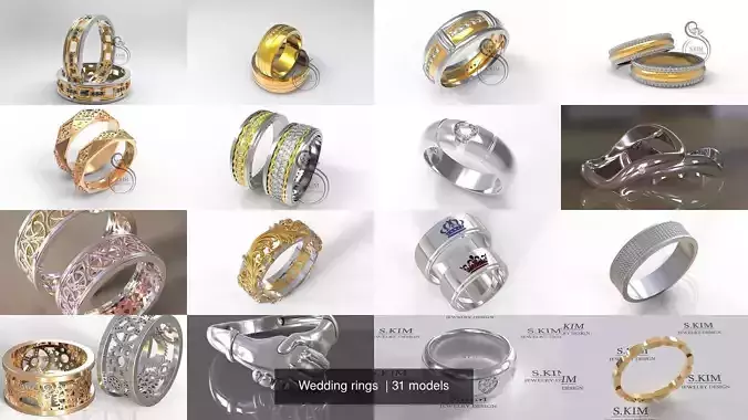 Wedding rings  3D Model Collection