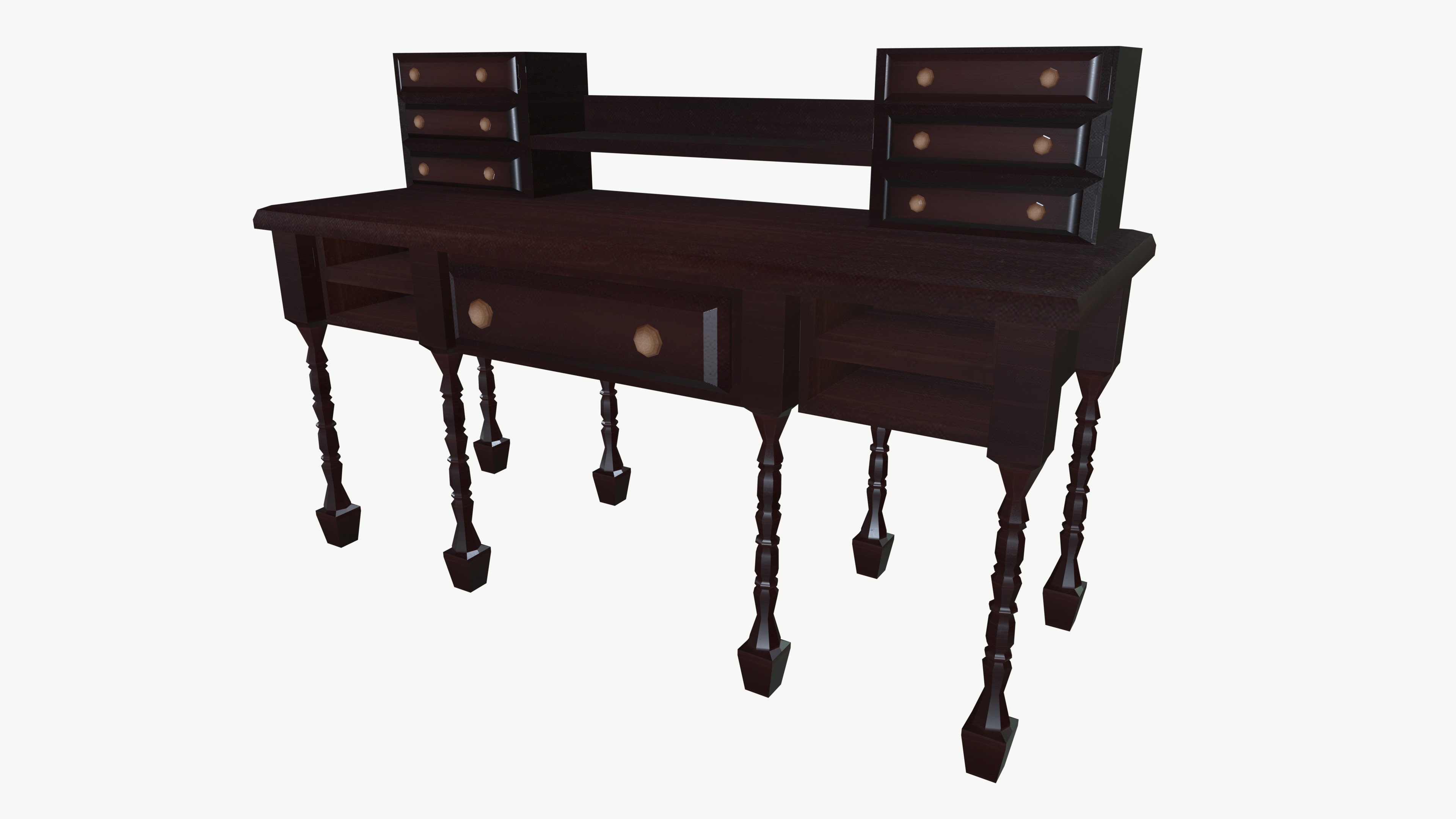 Old vintage desk 3D model_2