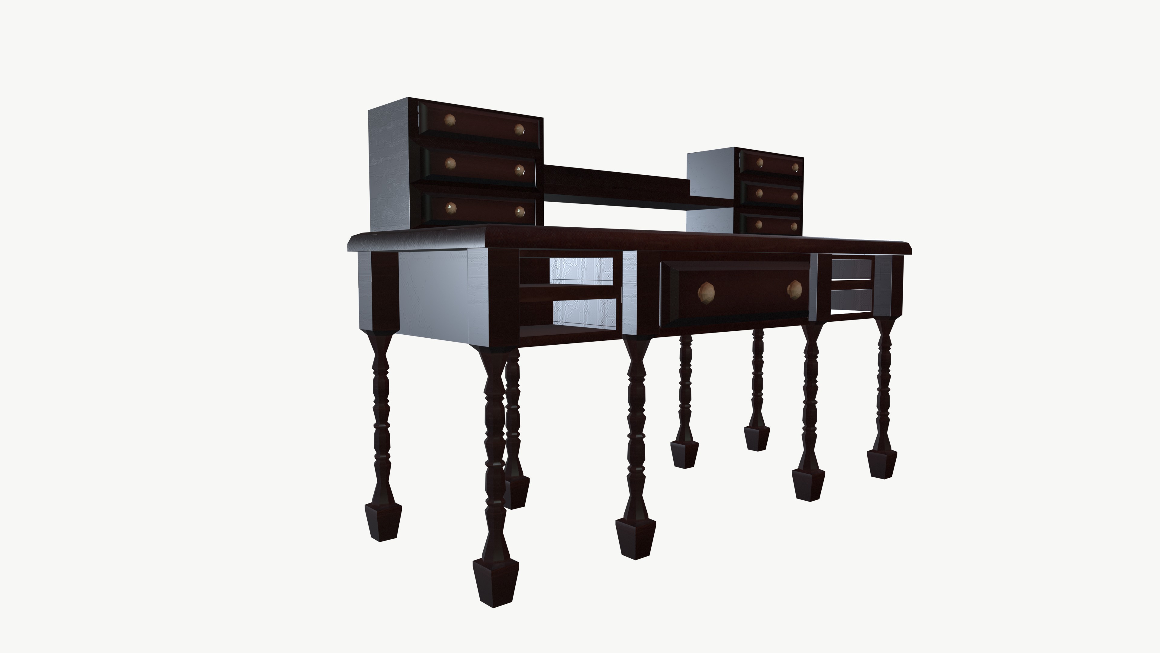 Old vintage desk 3D model_5