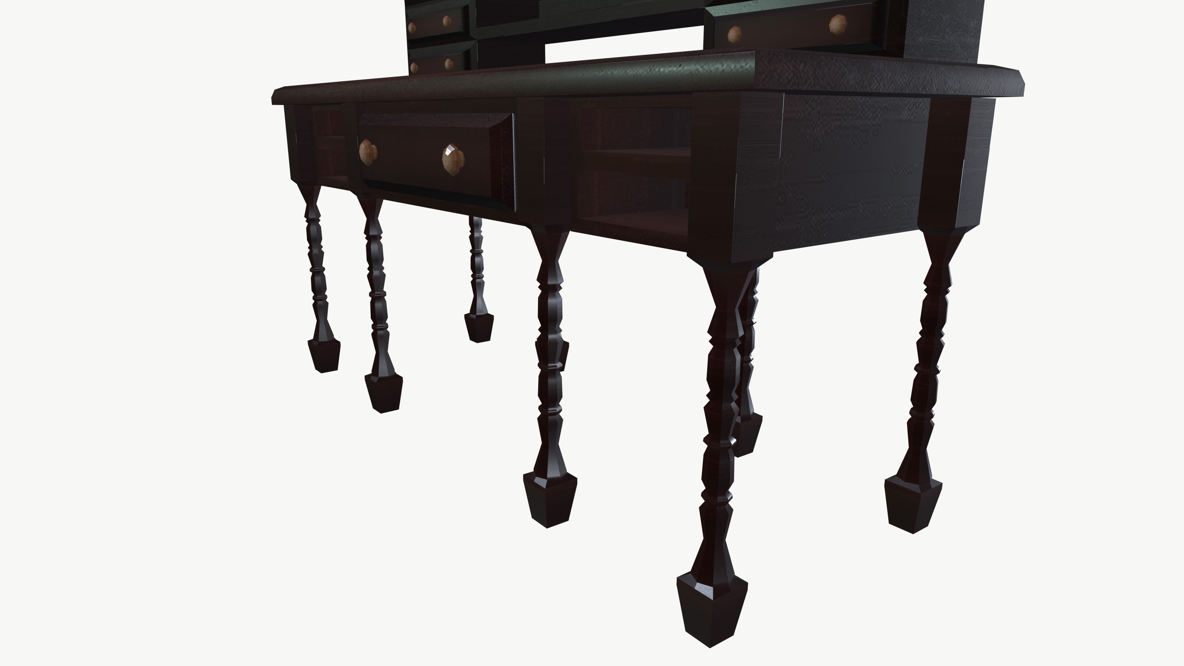 Old vintage desk 3D model_8