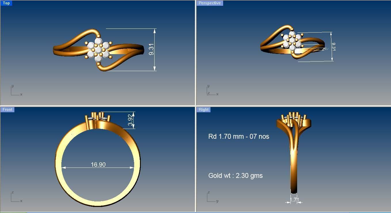 Women Ring Render 3dm STL OBJ FBX Details 3D print model_8