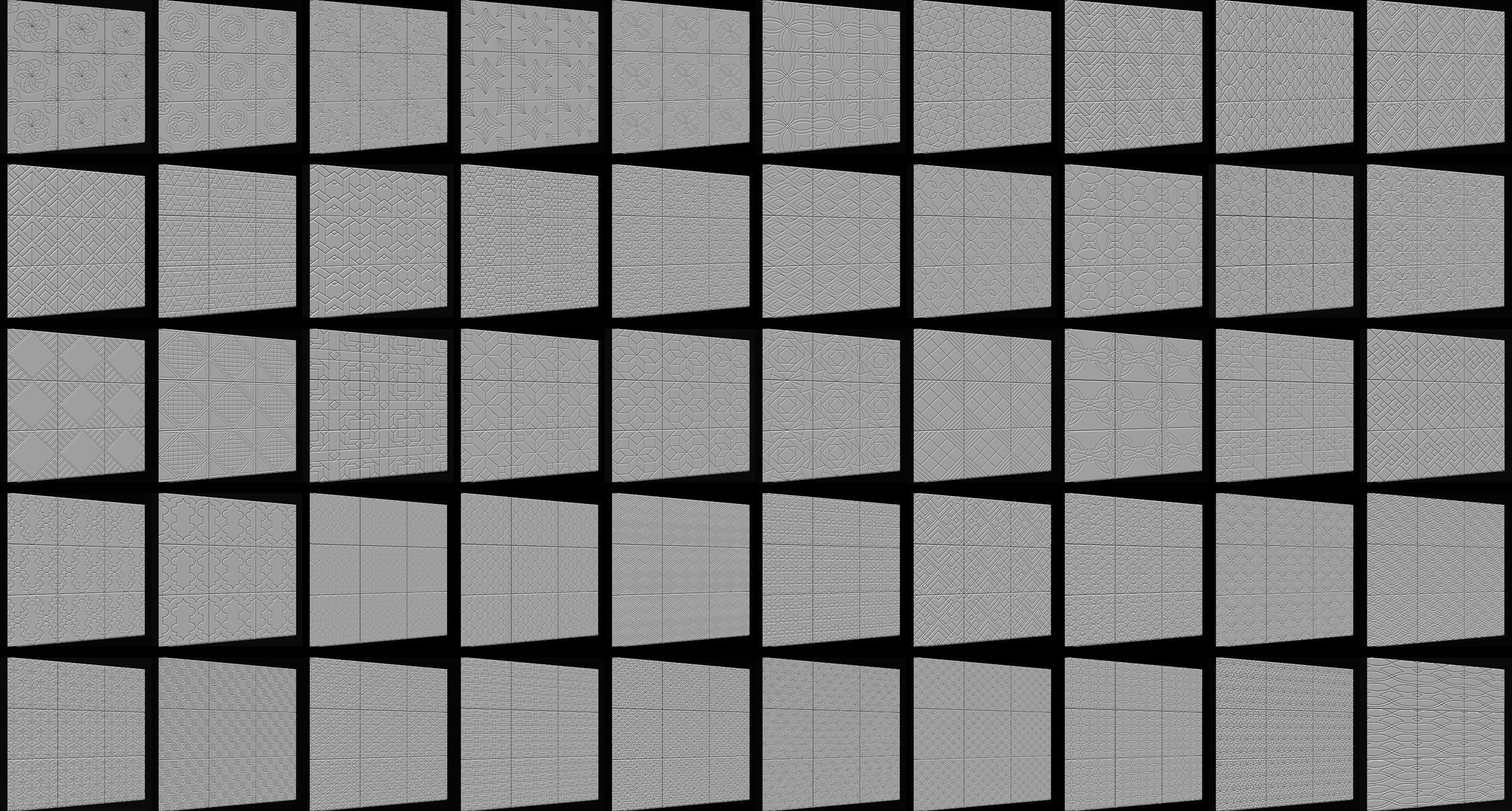 300 Tiles Patterns Noise for Zbrush Pack 3D model_5