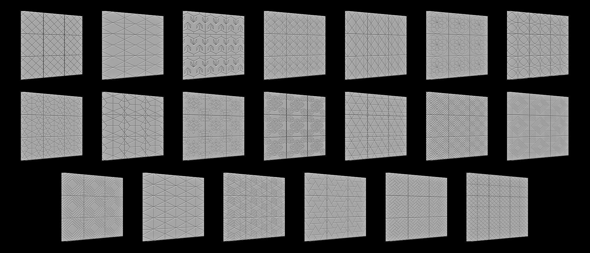 300 Tiles Patterns Noise for Zbrush Pack 3D model_13