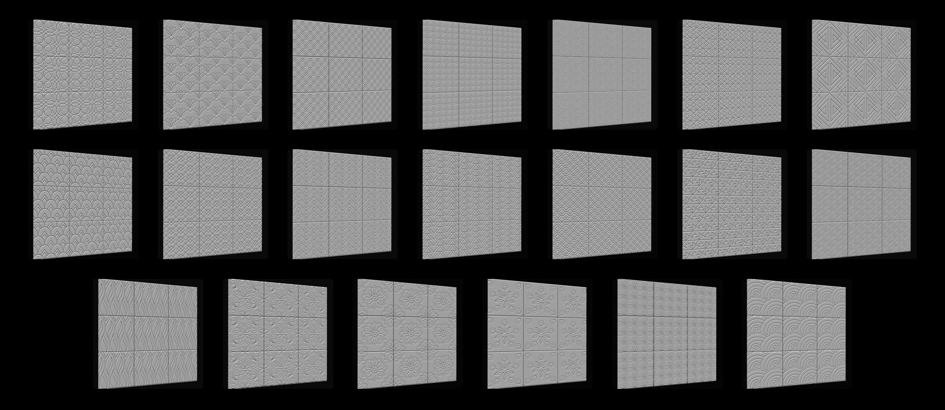 300 Tiles Patterns Noise for Zbrush Pack 3D model_20