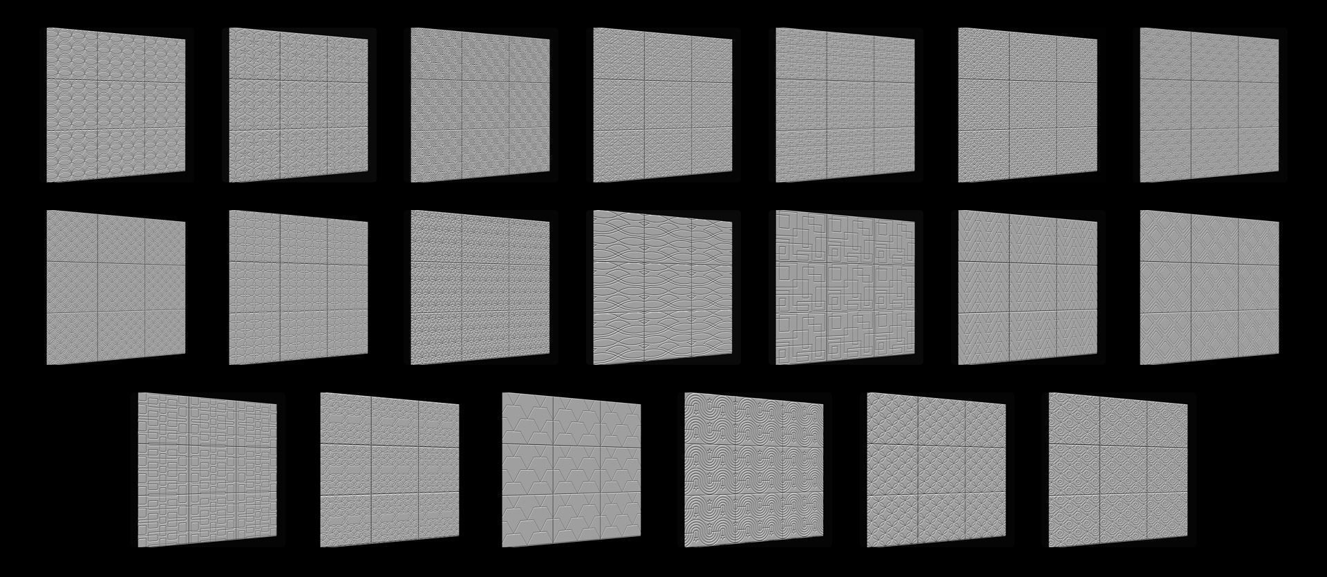 300 Tiles Patterns Noise for Zbrush Pack 3D model_19