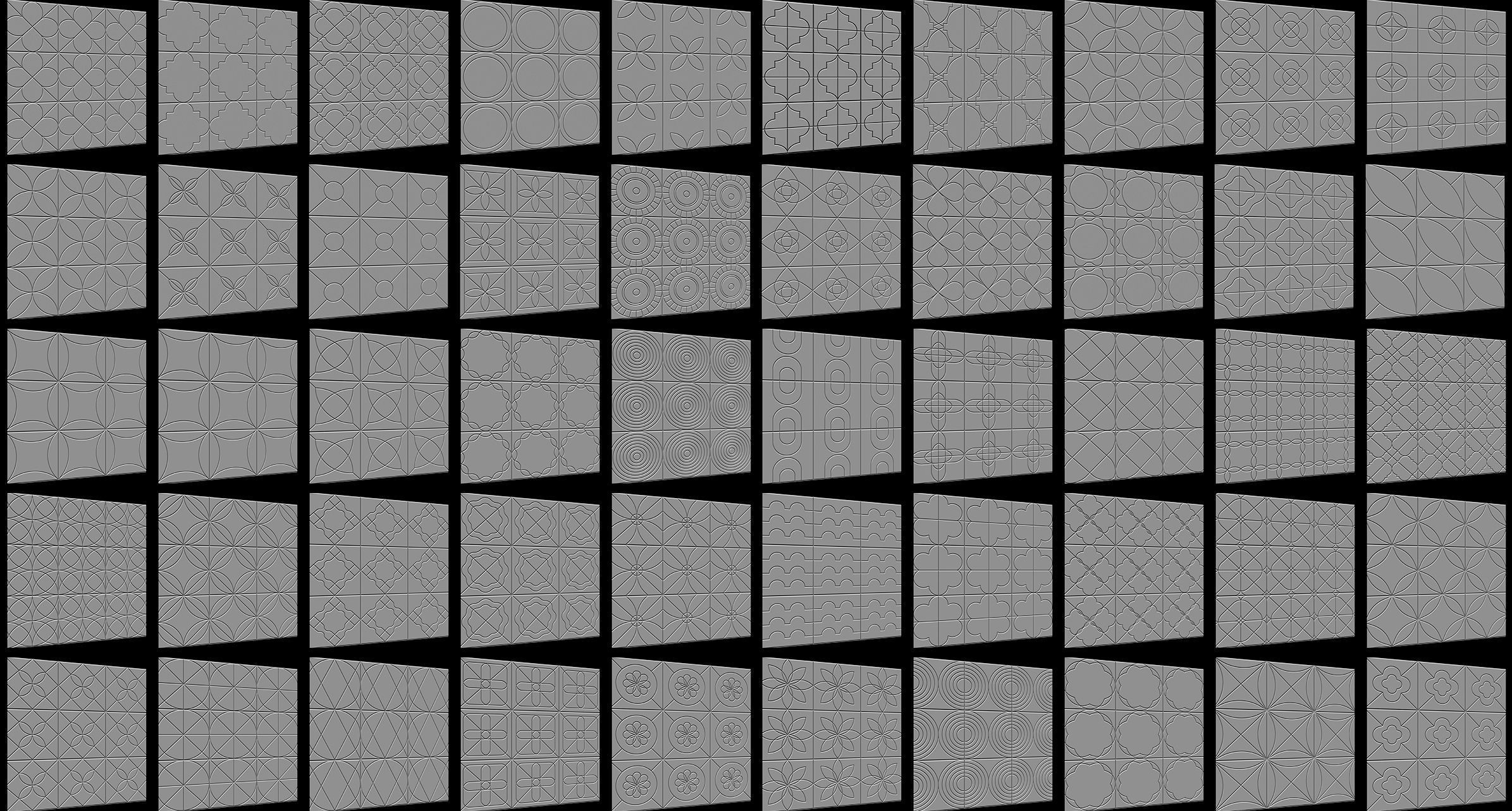 300 Tiles Patterns Noise for Zbrush Pack 3D model_2