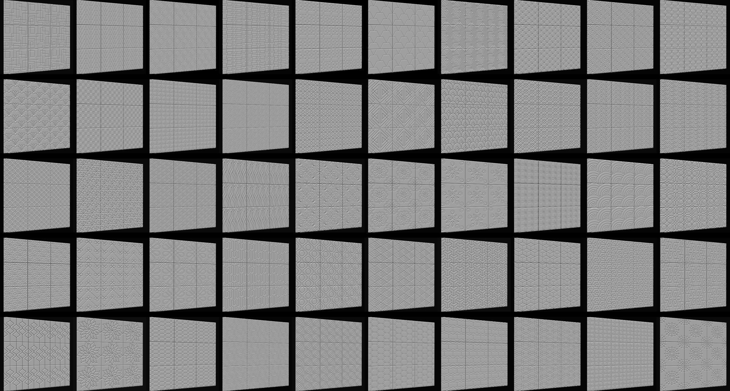 300 Tiles Patterns Noise for Zbrush Pack 3D model_6