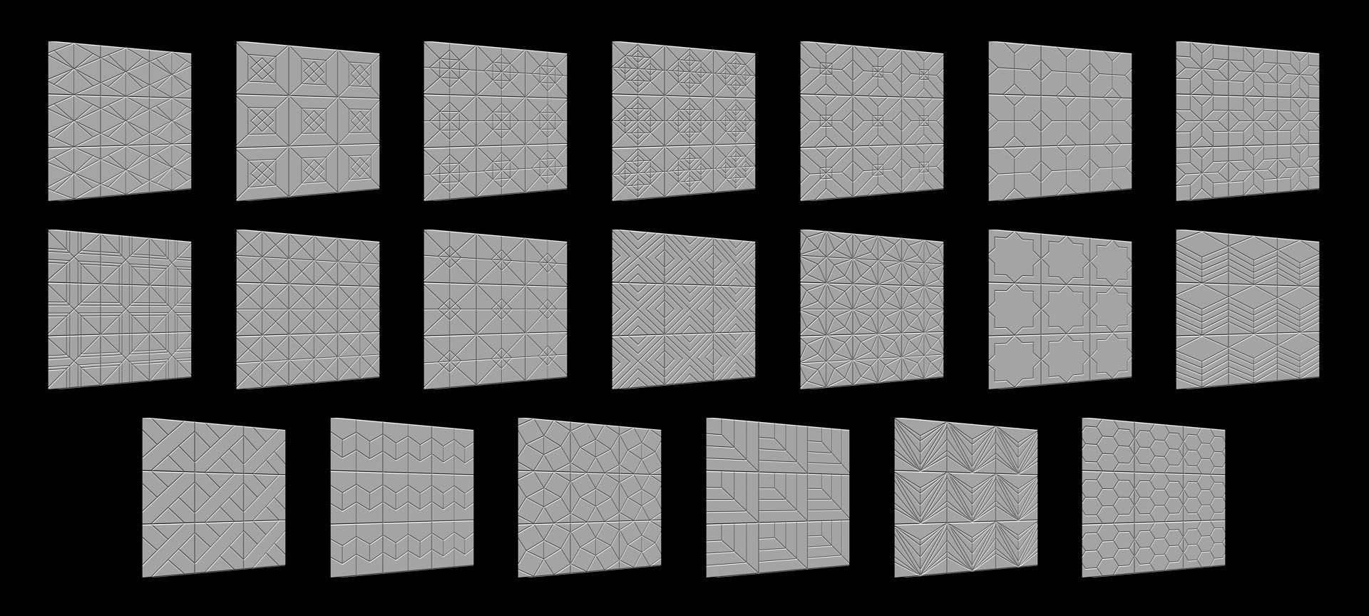 300 Tiles Patterns Noise for Zbrush Pack 3D model_11