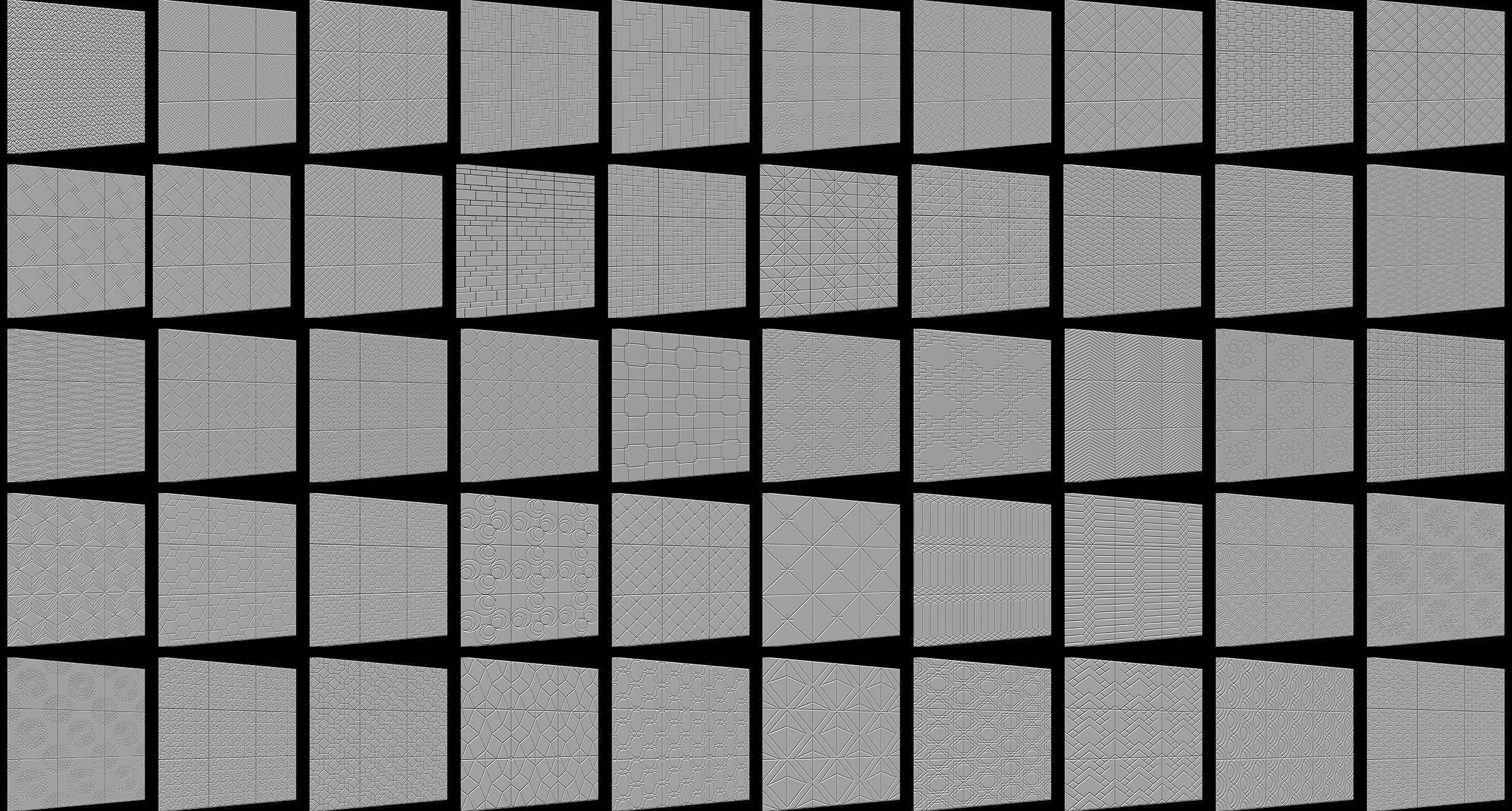 300 Tiles Patterns Noise for Zbrush Pack 3D model_4