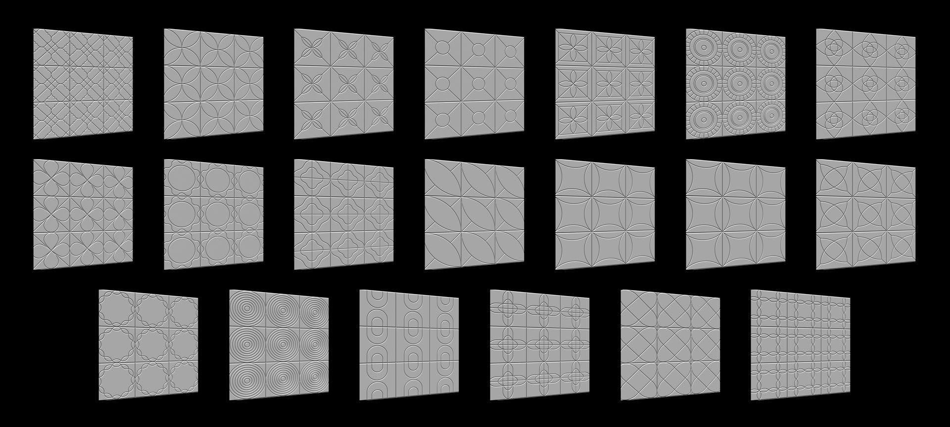 300 Tiles Patterns Noise for Zbrush Pack 3D model_7