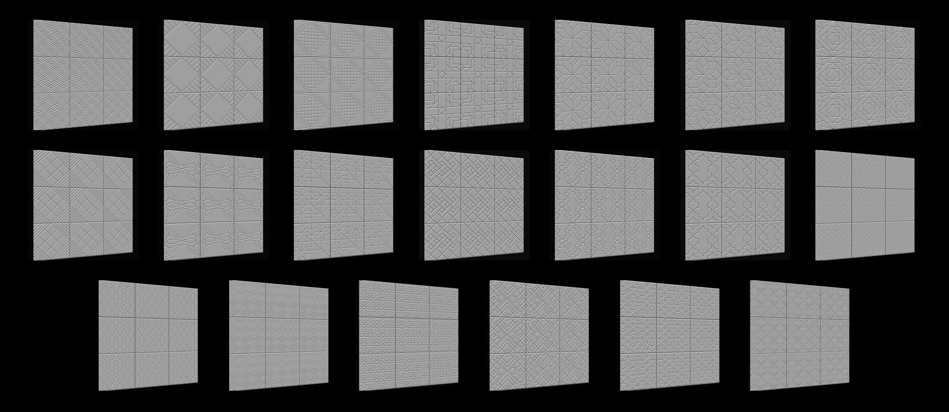 300 Tiles Patterns Noise for Zbrush Pack 3D model_18