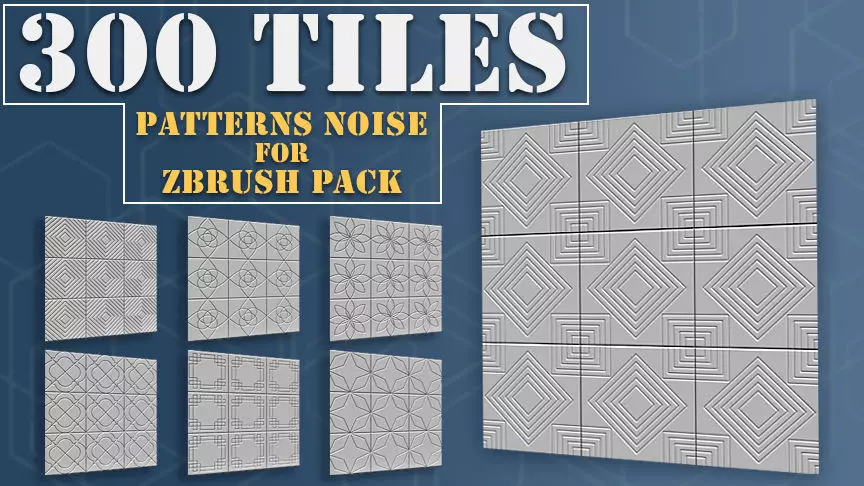300 Tiles Patterns Noise for Zbrush Pack 3D model_0
