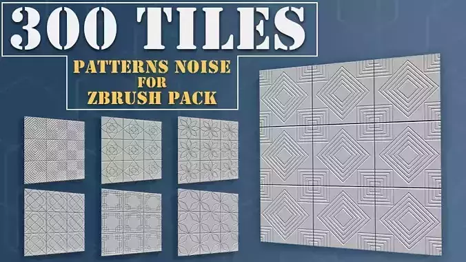300 Tiles Patterns Noise for Zbrush Pack