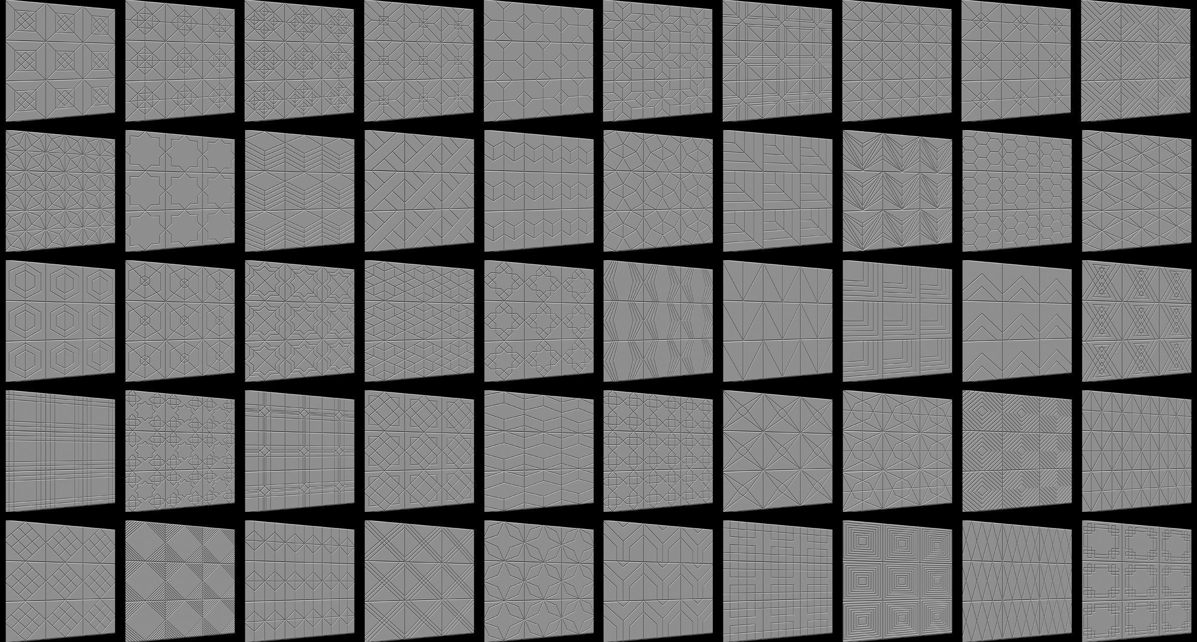 300 Tiles Patterns Noise for Zbrush Pack 3D model_1