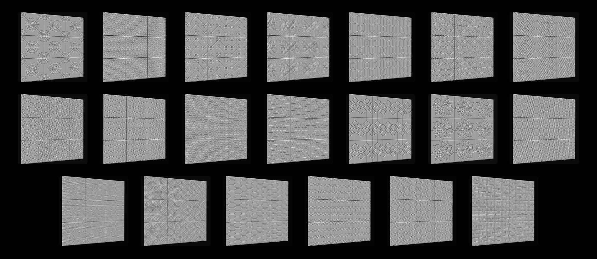 300 Tiles Patterns Noise for Zbrush Pack 3D model_21