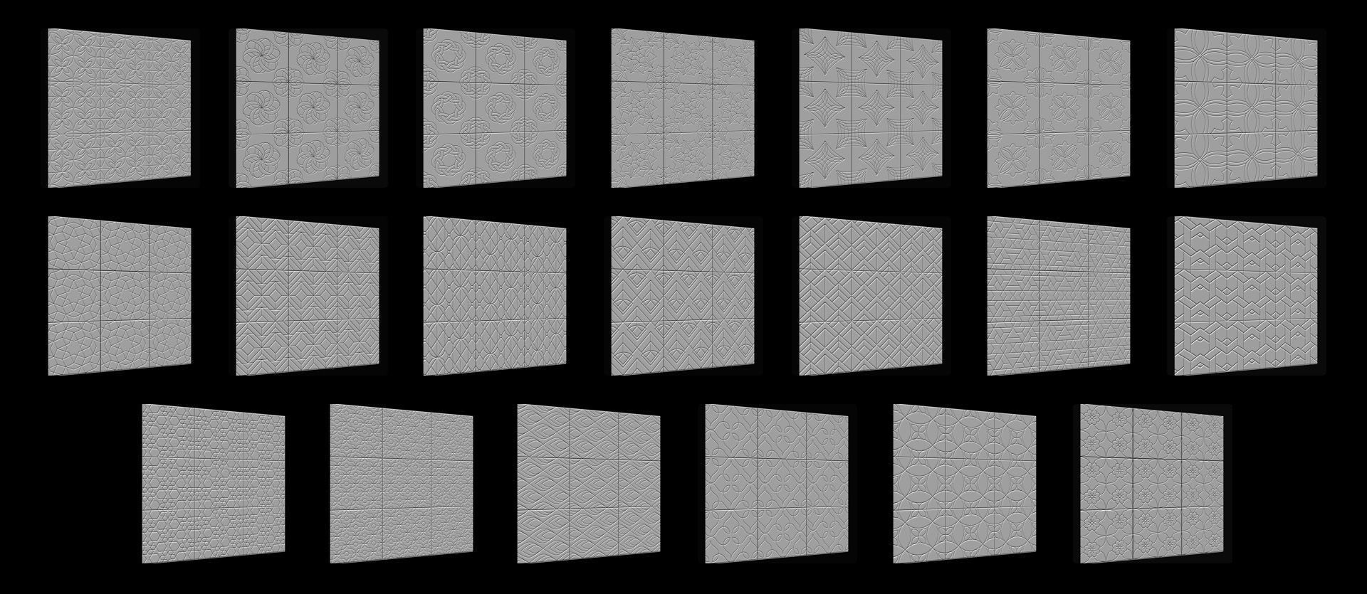 300 Tiles Patterns Noise for Zbrush Pack 3D model_17