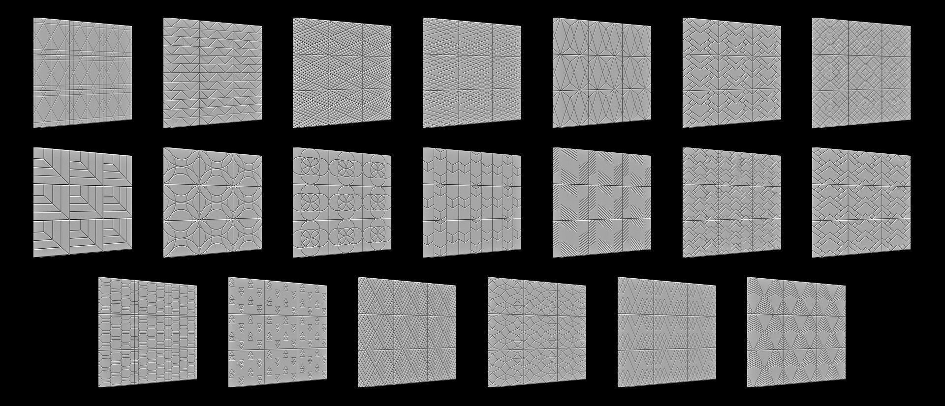300 Tiles Patterns Noise for Zbrush Pack 3D model_12