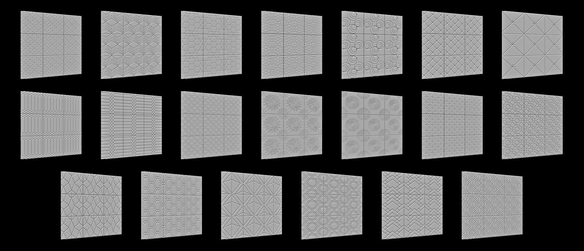 300 Tiles Patterns Noise for Zbrush Pack 3D model_16