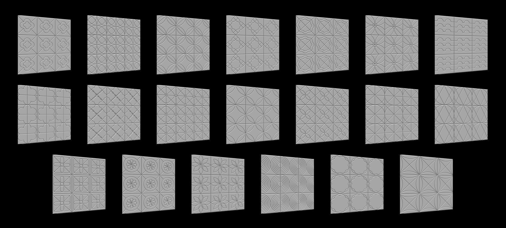 300 Tiles Patterns Noise for Zbrush Pack 3D model_10