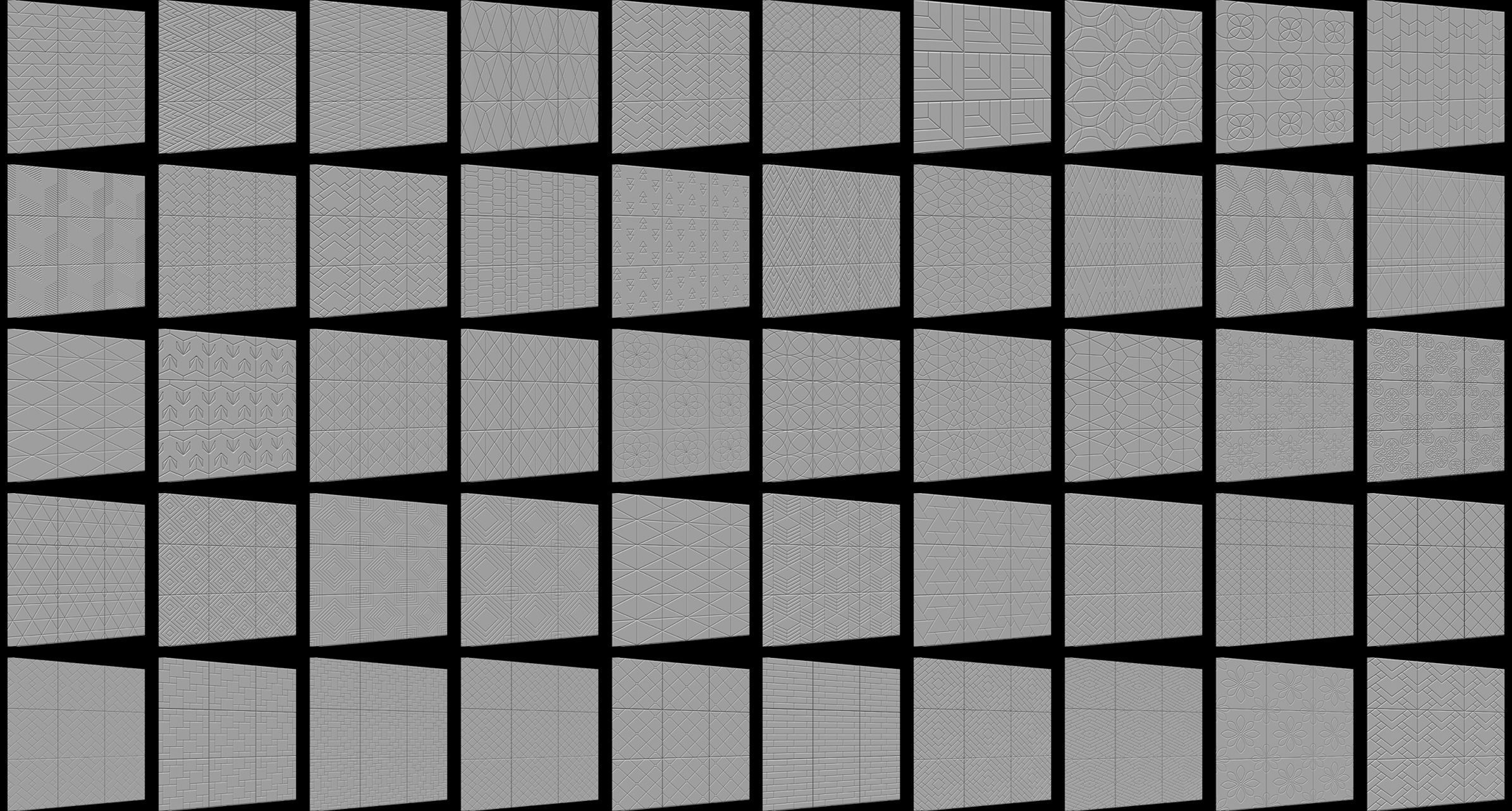 300 Tiles Patterns Noise for Zbrush Pack 3D model_3