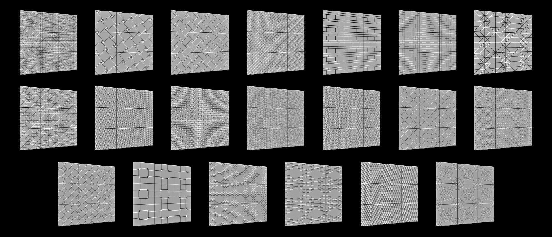 300 Tiles Patterns Noise for Zbrush Pack 3D model_15
