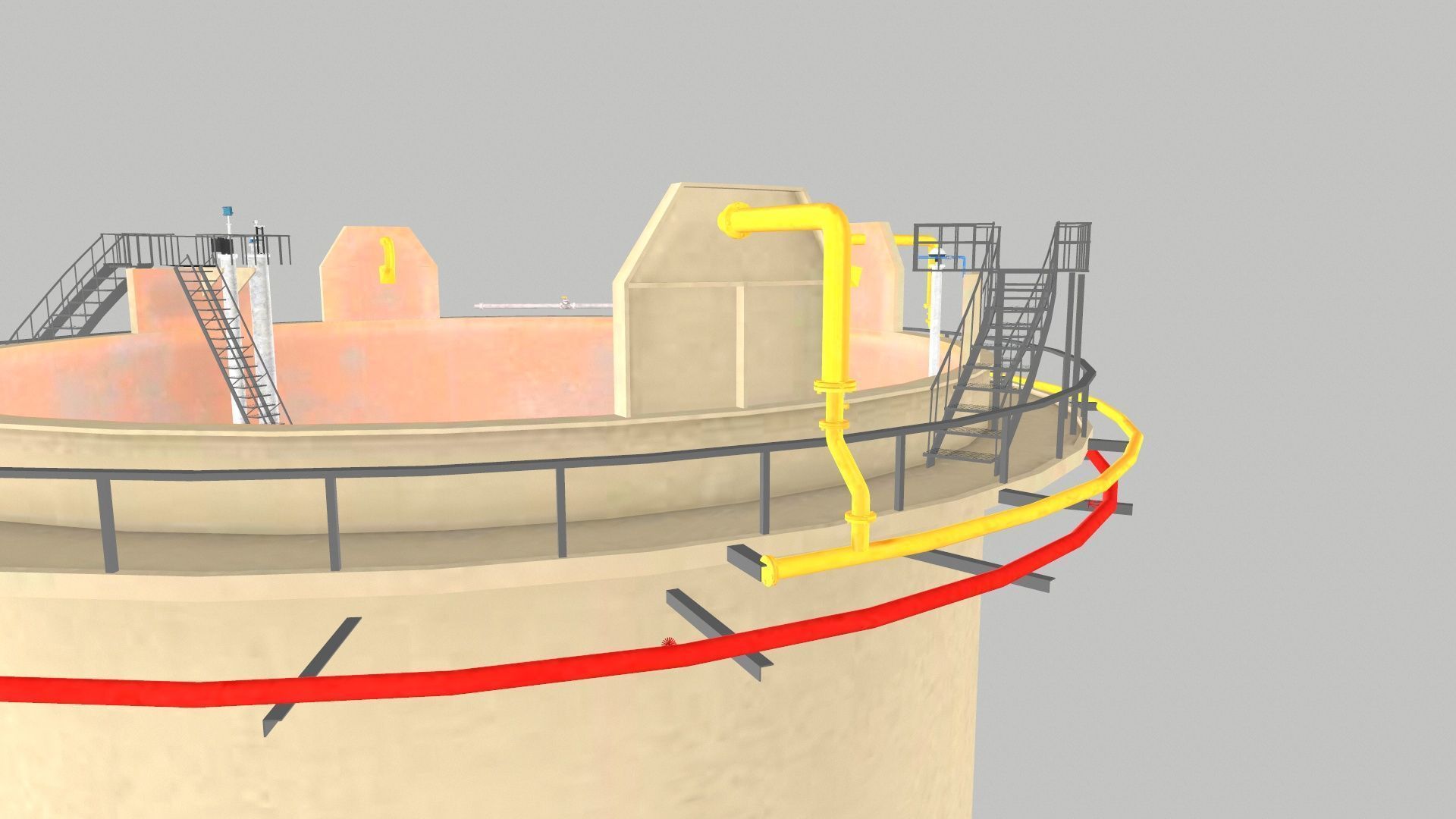 Oil Storage Tank Low-poly 3D model_5