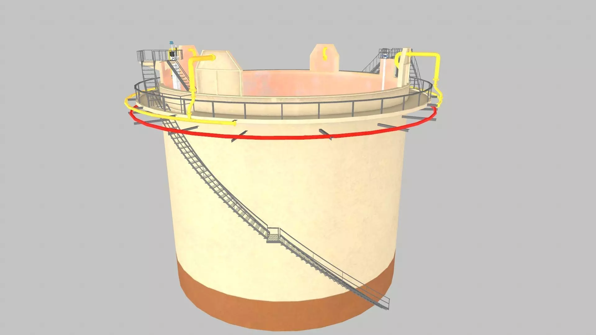 Oil Storage Tank Low-poly 3D model_0