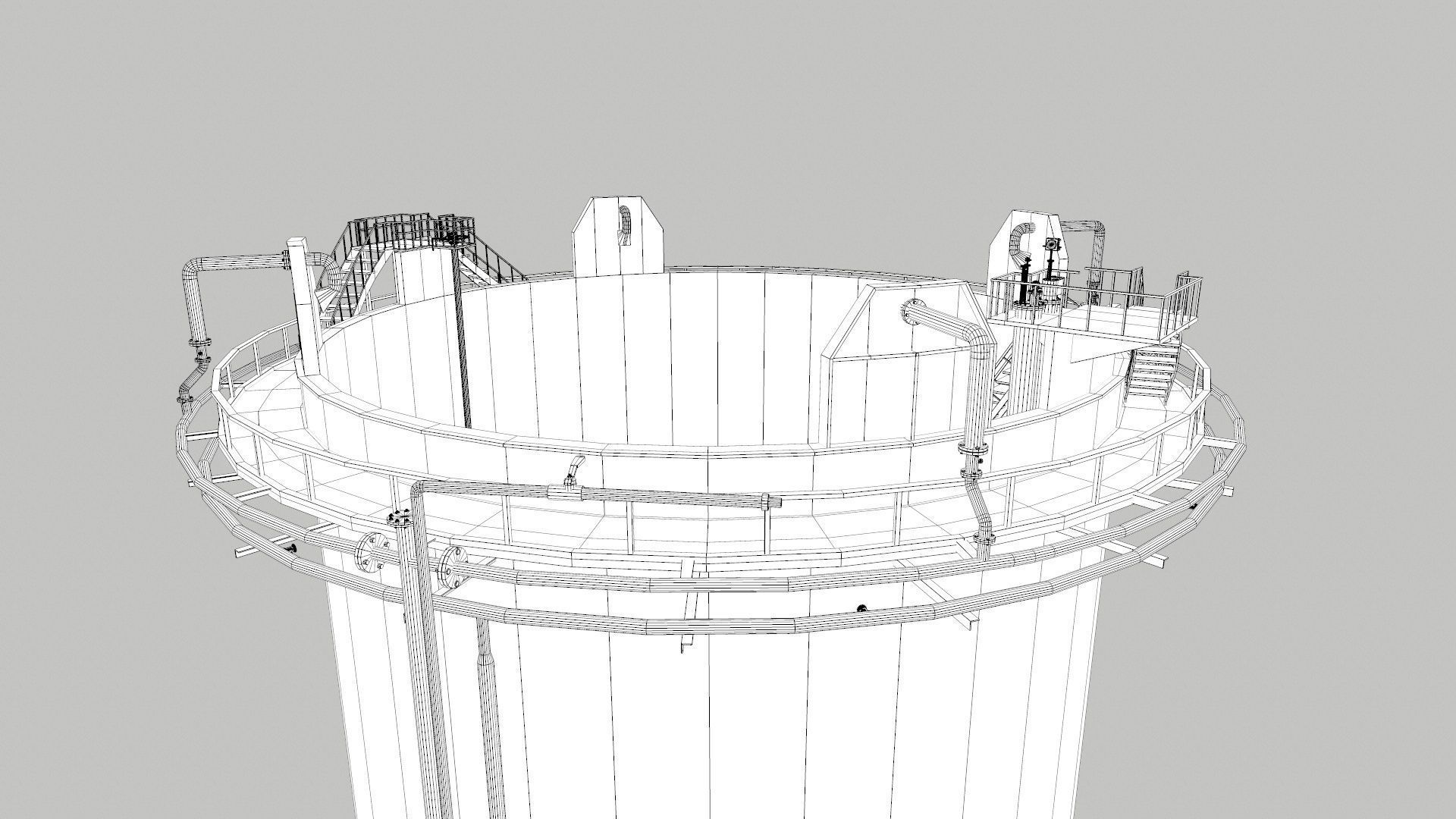 Oil Storage Tank Low-poly 3D model_13