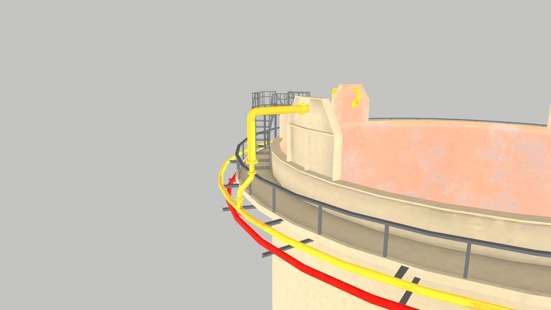 Oil Storage Tank Low-poly 3D model_8