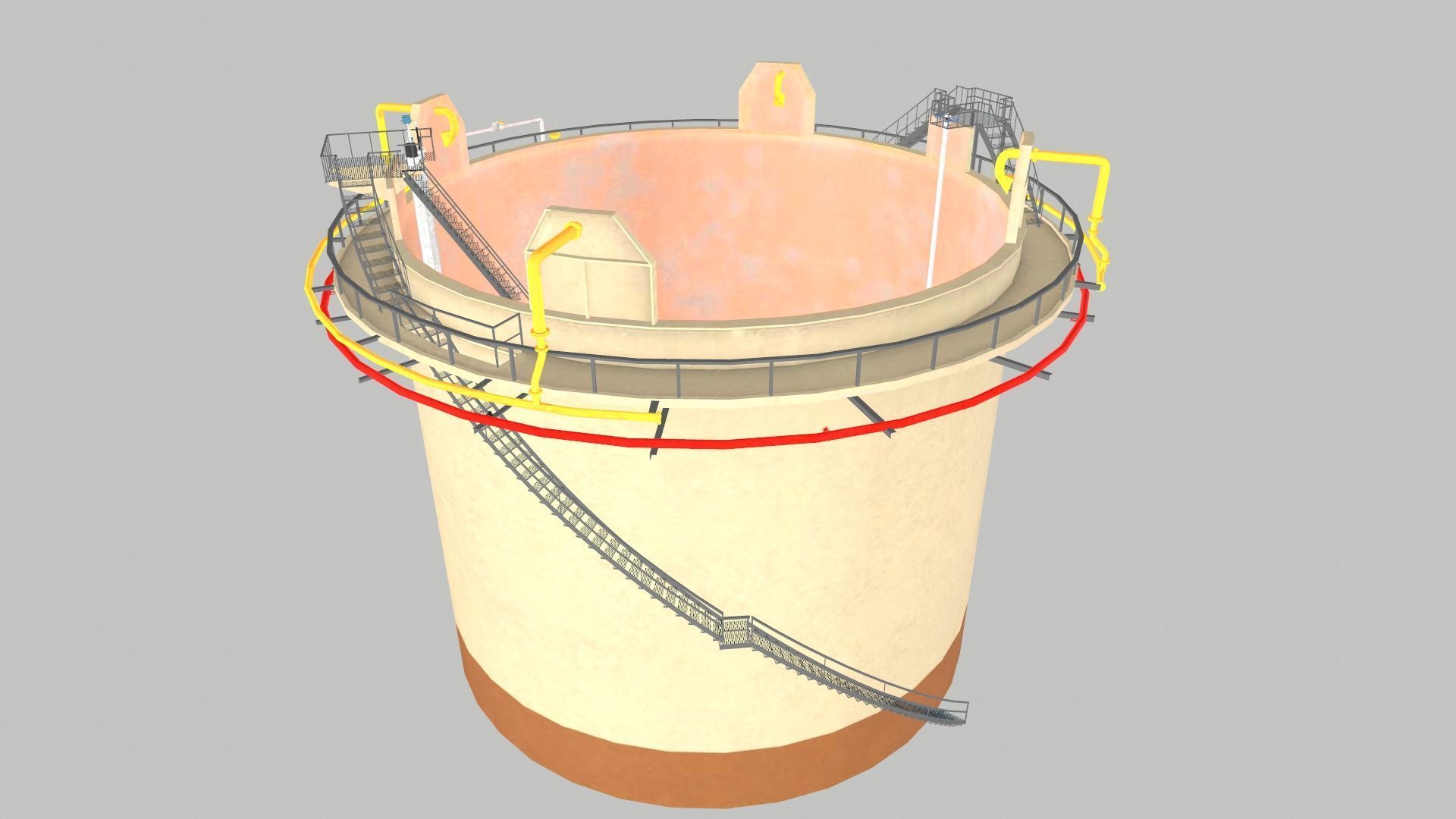 Oil Storage Tank Low-poly 3D model_2
