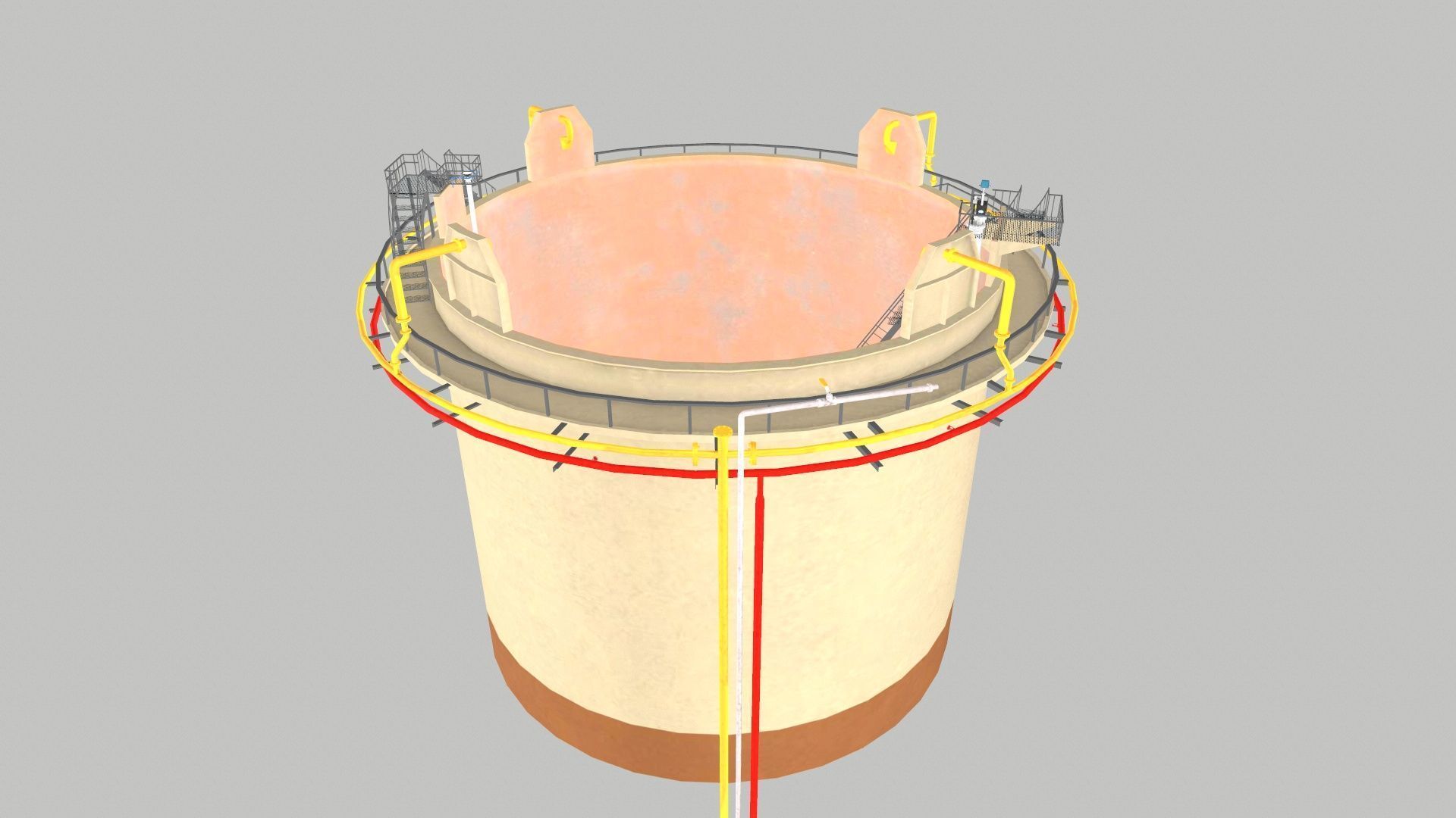 Oil Storage Tank Low-poly 3D model_10