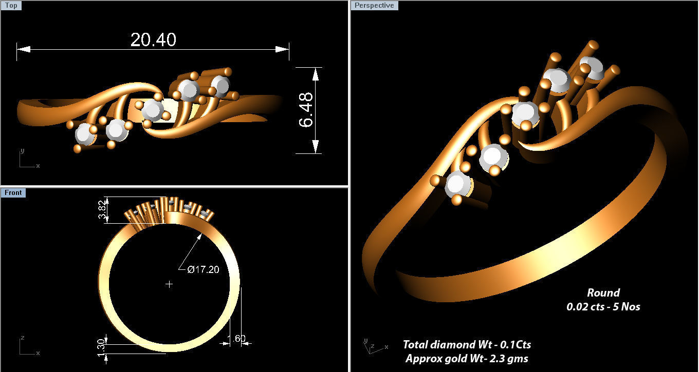 Women Ring Render 3dm STL OBJ FBX Details 3D print model_9