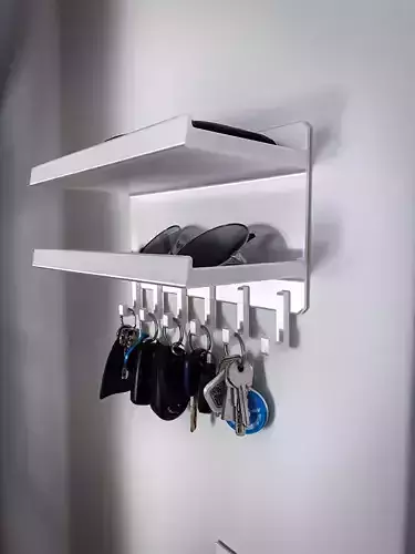Wall mount Key holder Organizer with Shelves 3D print model