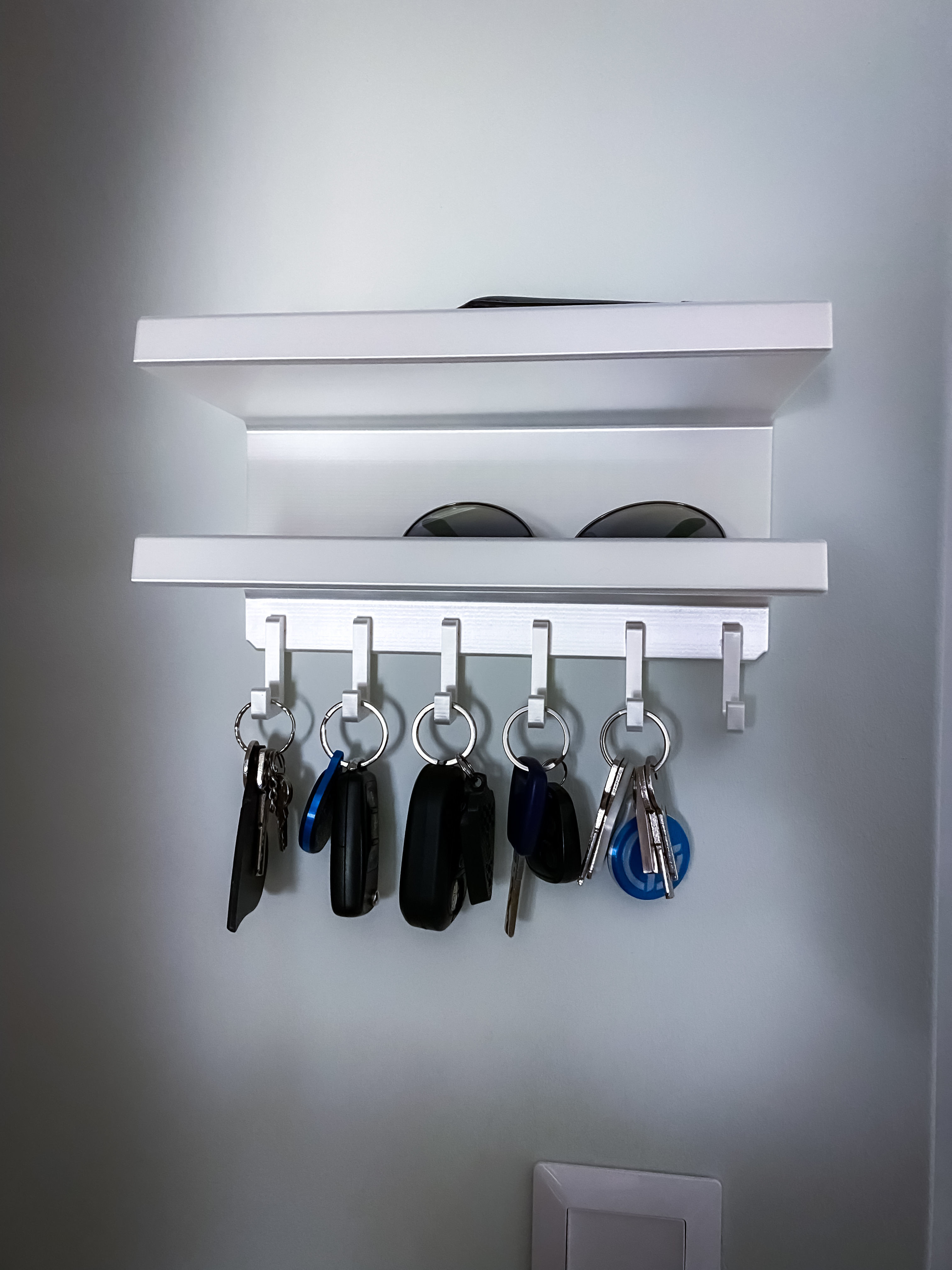Wall mount Key holder Organizer with Shelves 3D print model_6